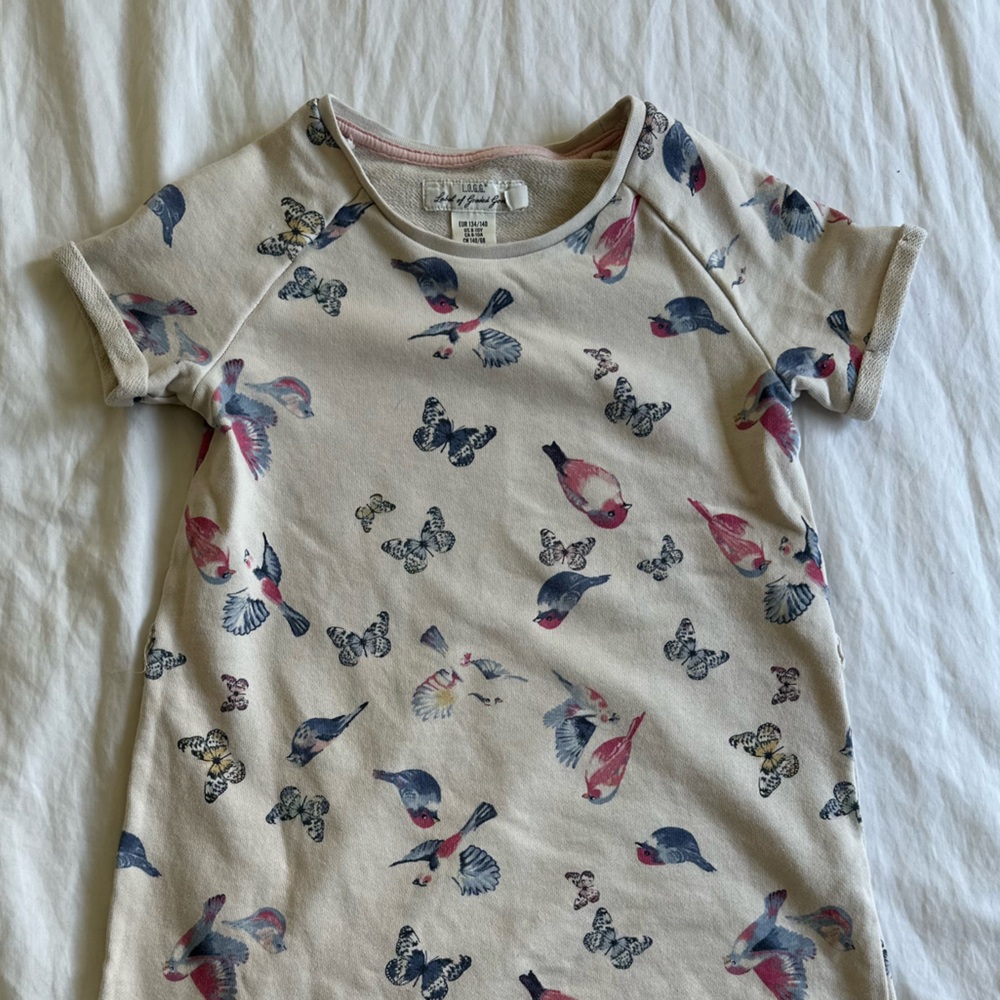 Girls Bird and Butterfly Print Casual Dress